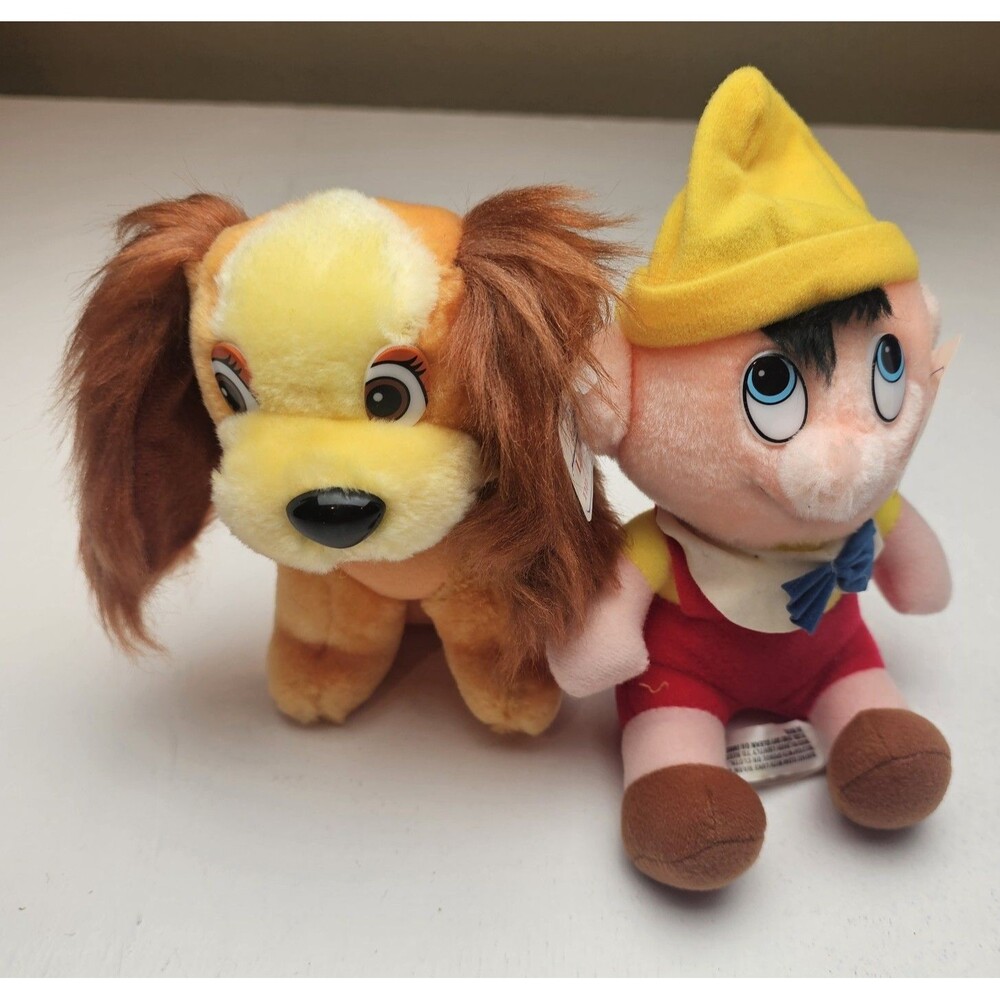 Disney Pinocchio & Lady Plush Stuffed Animals Lot of 2 Small Vintage